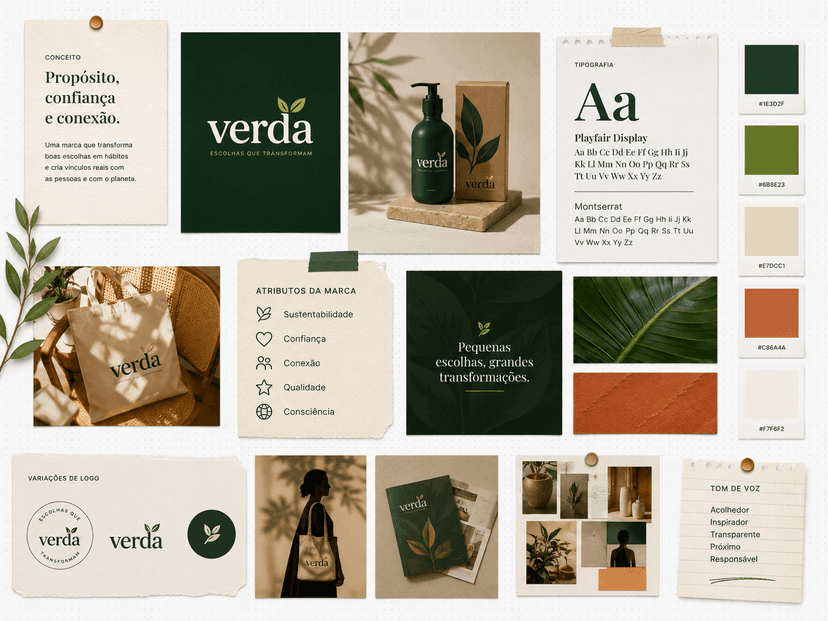 Moodboard de branding - exemplo de organização de referências visuais